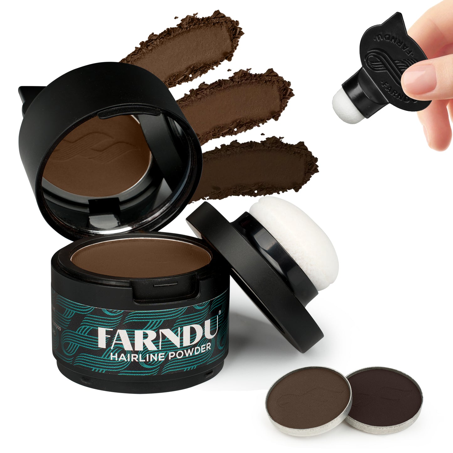 FARNDU Hairline Powder 12g | Coverage Roots and Hair Loss | Color Touch-Ups | Dual - Brush Design & Extra Replacement Packs