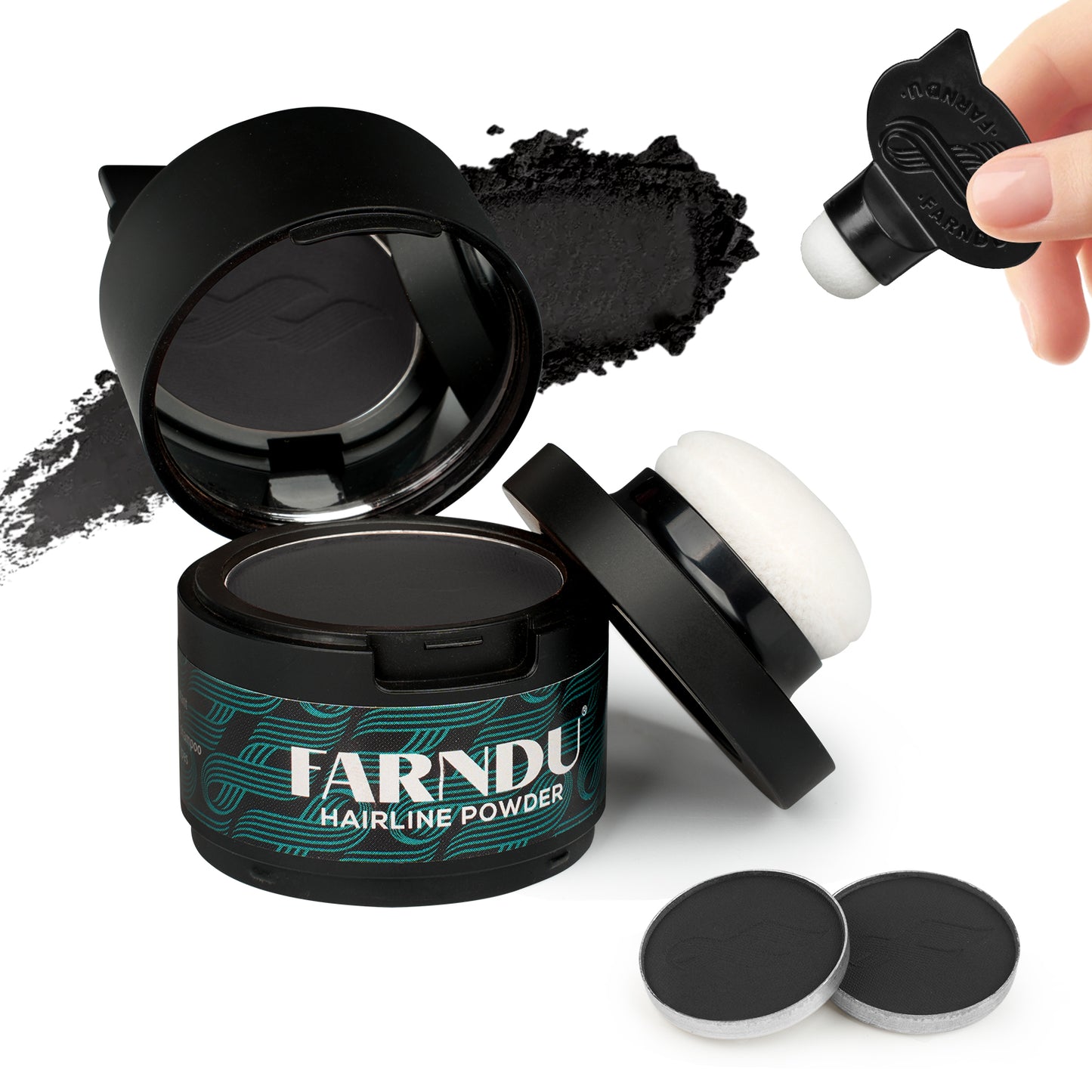 FARNDU Hairline Powder 12g | Coverage Roots and Hair Loss | Color Touch-Ups | Dual - Brush Design & Extra Replacement Packs