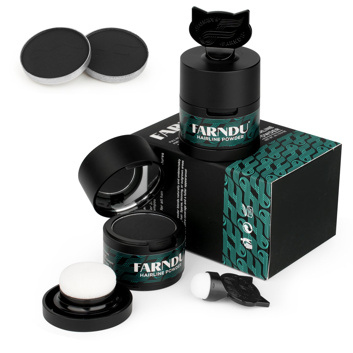 FARNDU Hairline Powder 12g | Coverage Roots and Hair Loss | Color Touch-Ups | Dual - Brush Design & Extra Replacement Packs