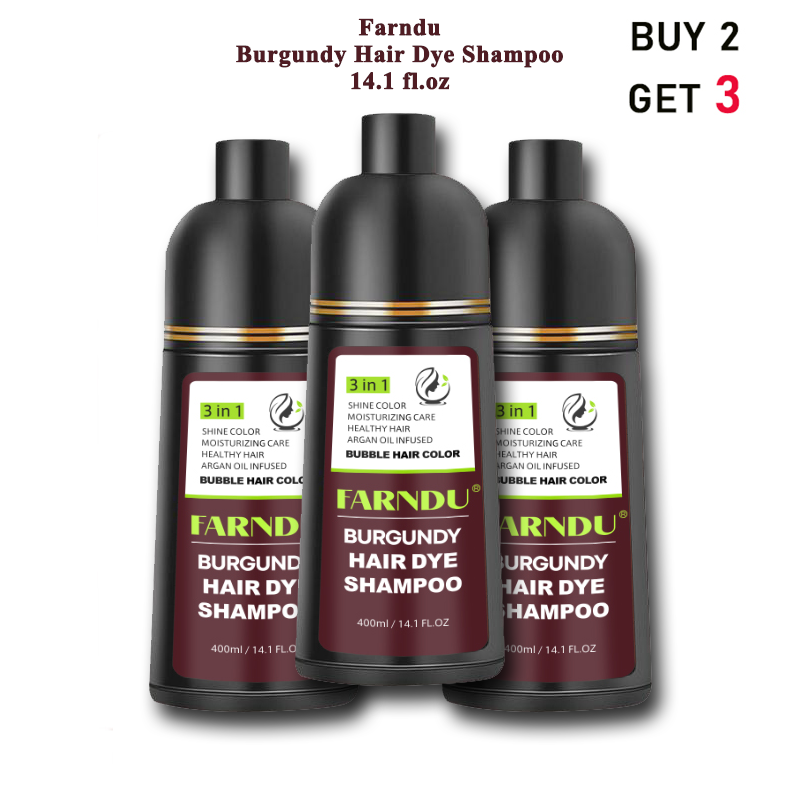 FARNDU-Hair Dye Shampoo, Gray Hair Coverage, 3 in 1 (+Shampoo+Conditioner), 10 Mins Hair Color, Glossy and bright, For Men & Women with All Hair Types, Long Lasting, Plant extracts, Fruity aroma Ammonia-Free Mild (400 mL)