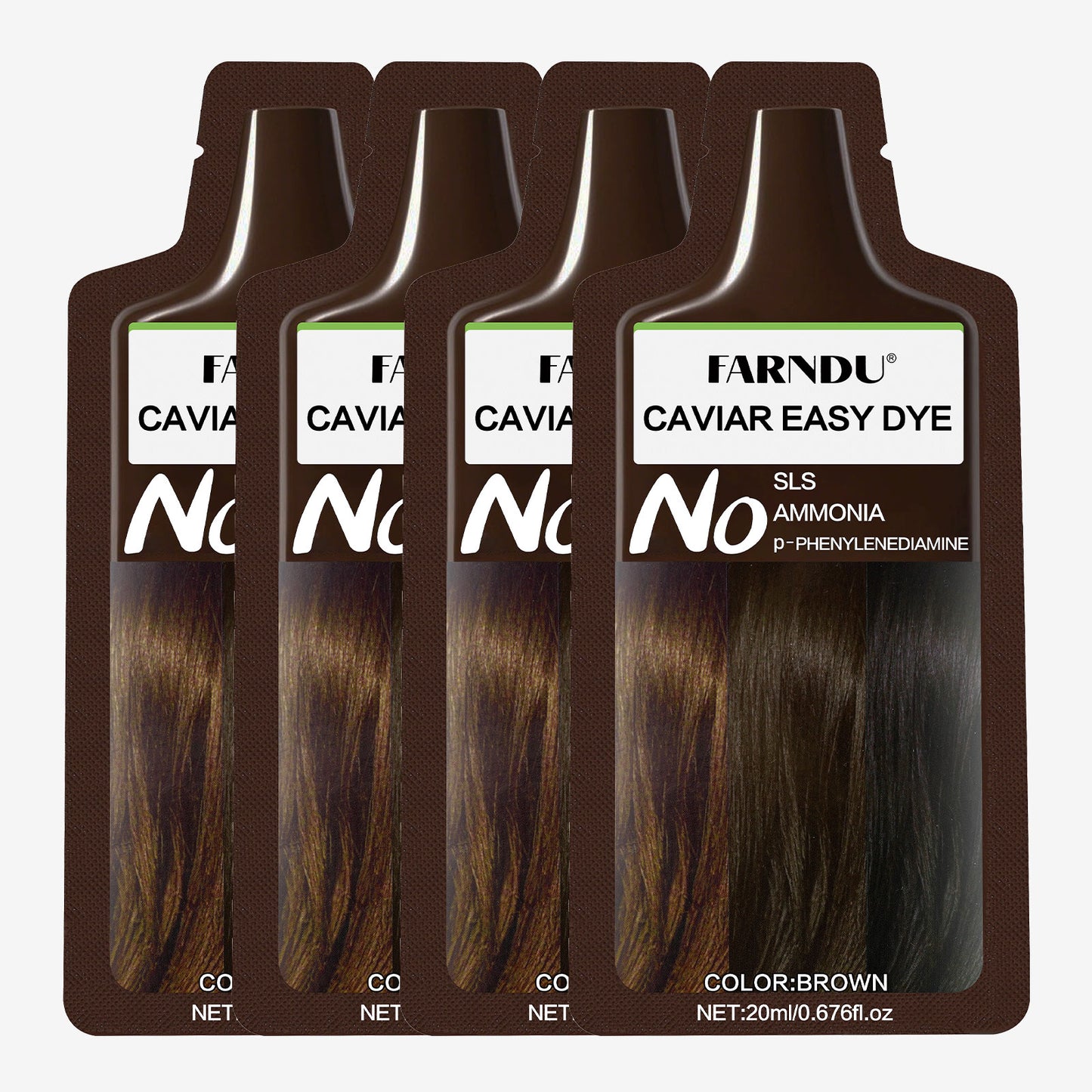 FARNDU CAVIAR EASY DYE, NO SLS/AMMONIA/PPD, 5 Plant Extracts, 10-15 Mins Fast Hair Dye + Gray Hair Coverage, Champu para canas