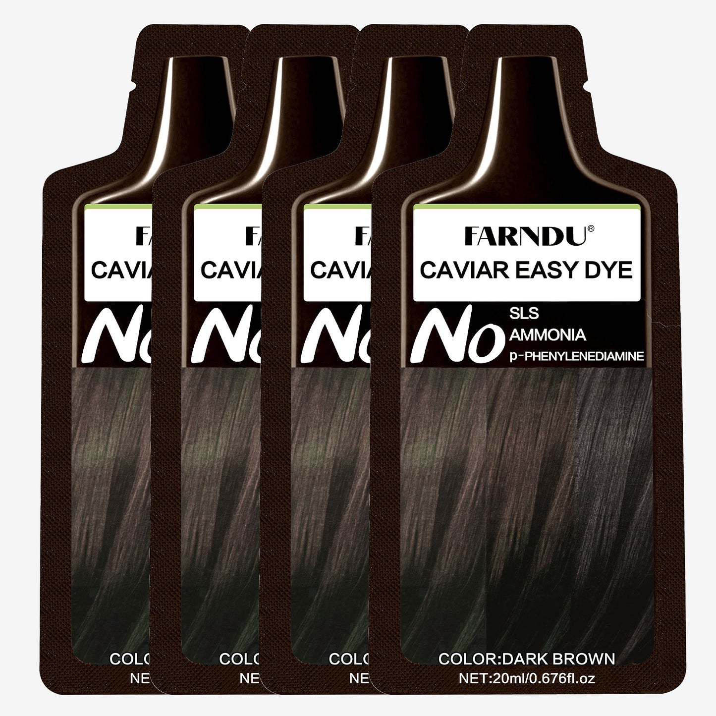 FARNDU CAVIAR EASY DYE, NO SLS/AMMONIA/PPD, 5 Plant Extracts, 10-15 Mins Fast Hair Dye + Gray Hair Coverage, Champu para canas
