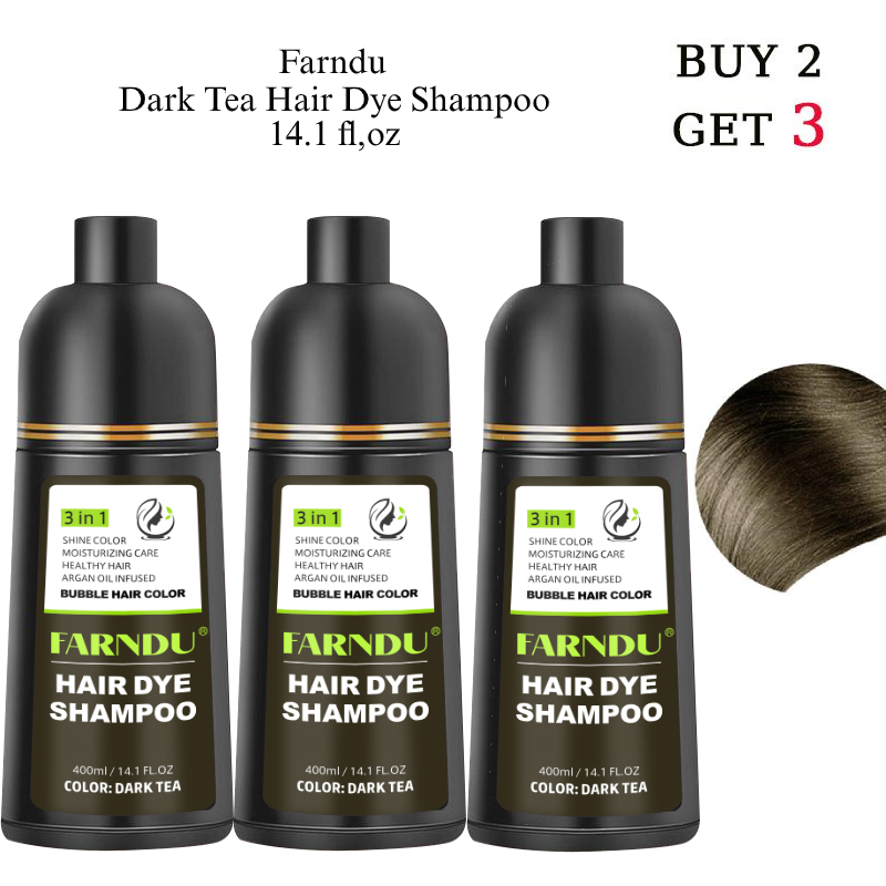 FARNDU-Hair Dye Shampoo, Gray Hair Coverage, 3 in 1 (+Shampoo+Conditioner), 10 Mins Hair Color, Glossy and bright, For Men & Women with All Hair Types, Long Lasting, Plant extracts, Fruity aroma Ammonia-Free Mild (400 mL)