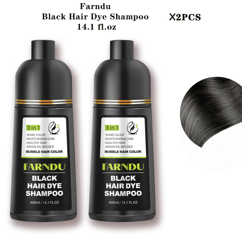 FARNDU-Hair Dye Shampoo, Gray Hair Coverage, 3 in 1 (+Shampoo+Conditioner), 10 Mins Hair Color, Glossy and bright, For Men & Women with All Hair Types, Long Lasting, Plant extracts, Fruity aroma Ammonia-Free Mild (400 mL)