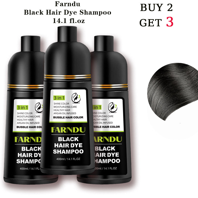FARNDU-Hair Dye Shampoo, Gray Hair Coverage, 3 in 1 (+Shampoo+Conditioner), 10 Mins Hair Color, Glossy and bright, For Men & Women with All Hair Types, Long Lasting, Plant extracts, Fruity aroma Ammonia-Free Mild (400 mL)
