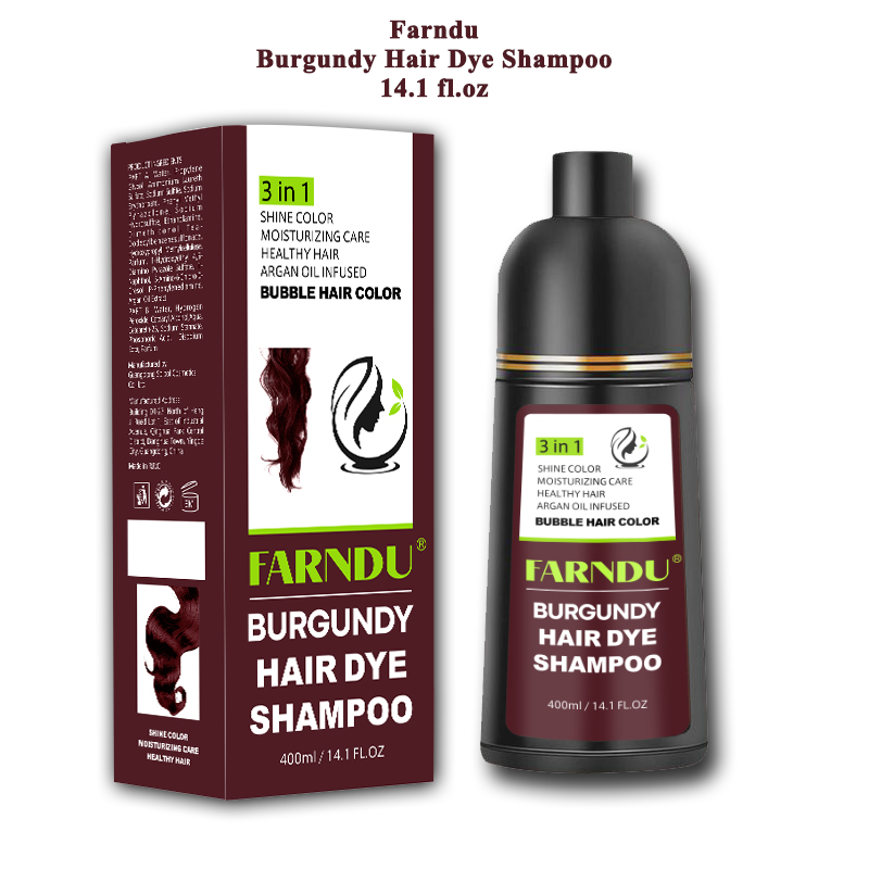 FARNDU-Hair Dye Shampoo, Gray Hair Coverage, 3 in 1 (+Shampoo+Conditioner), 10 Mins Hair Color, Glossy and bright, For Men & Women with All Hair Types, Long Lasting, Plant extracts, Fruity aroma Ammonia-Free Mild (400 mL)