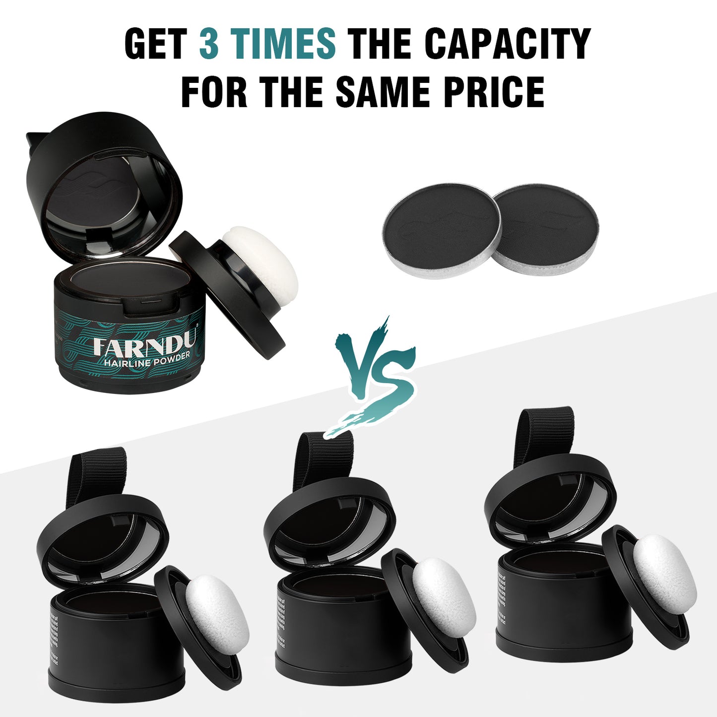 FARNDU Hairline Powder 12g | Coverage Roots and Hair Loss | Color Touch-Ups | Dual - Brush Design & Extra Replacement Packs