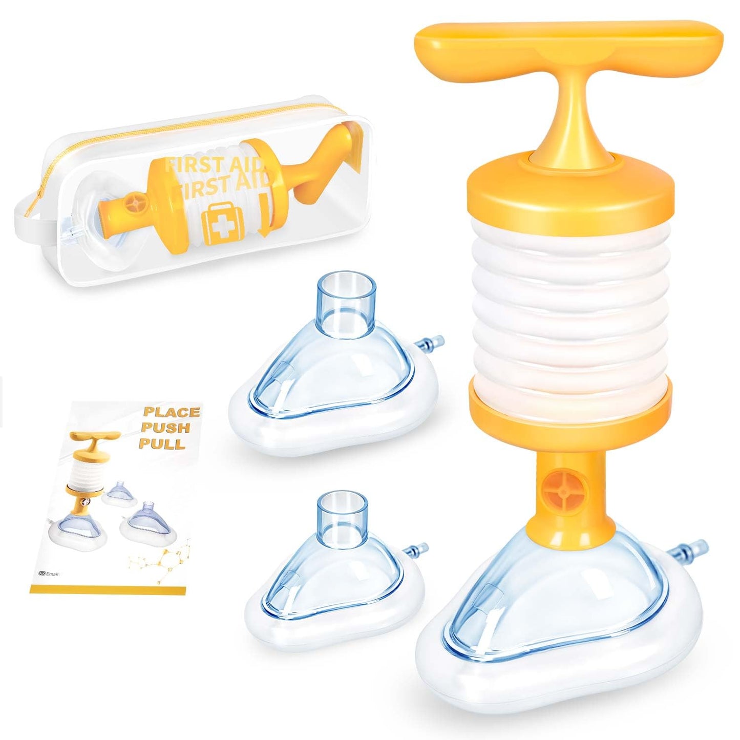 AskYard First Aid Kit for All Age, Choking Rescue Device, Anti Choking Device for Kids and Adults, Portable Airway Suction Device with 3 Masks, Home Travel Emergency for Toddlers Elderly, Schools Restaurants Caregivers