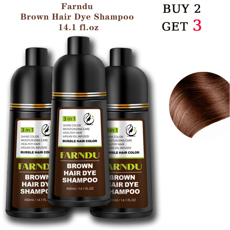 FARNDU-Hair Dye Shampoo, Gray Hair Coverage, 3 in 1 (+Shampoo+Conditioner), 10 Mins Hair Color, Glossy and bright, For Men & Women with All Hair Types, Long Lasting, Plant extracts, Fruity aroma Ammonia-Free Mild (400 mL)