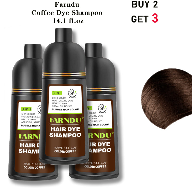 FARNDU-Hair Dye Shampoo, Gray Hair Coverage, 3 in 1 (+Shampoo+Conditioner), 10 Mins Hair Color, Glossy and bright, For Men & Women with All Hair Types, Long Lasting, Plant extracts, Fruity aroma Ammonia-Free Mild (400 mL)