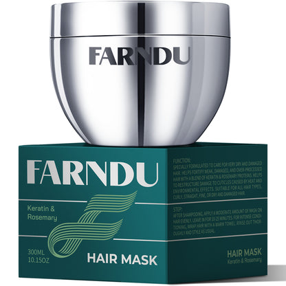FARNDU Keratin & Rosemary Hair Mask, Hydration & Deep Repair (300mL)