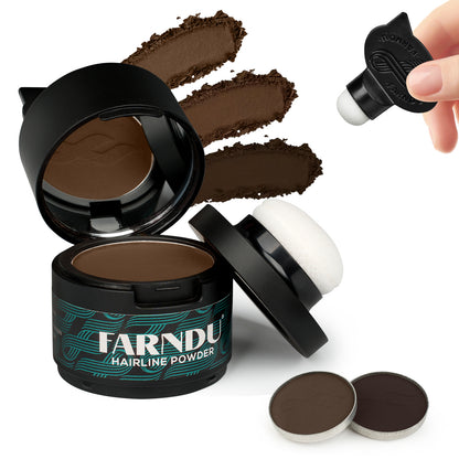 FARNDU Hairline Powder 12g | Coverage Roots and Hair Loss | Color Touch-Ups | Dual - Brush Design & Extra Replacement Packs